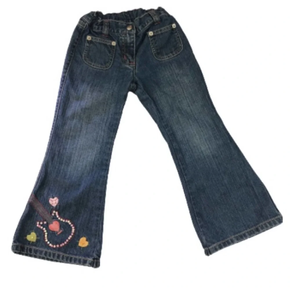 Retro 2008 Gymboree  Guitar  Detail  Adjustable Bootcut Jeans Size 4